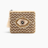 America & Beyond Embellished Evil Eye Coin Bag Golden