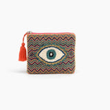 America & Beyond Embellished Evil Eye Coin Bag Orange