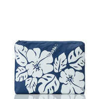 Aloha Collection Mid Waterproof Travel Pouch Big Island Hibiscus Navy