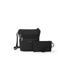 Baggallini Pocket Crossbody with RFID black with sand lining Outside