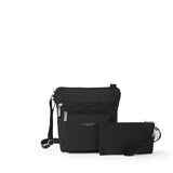 Baggallini Pocket Crossbody with RFID black with sand lining Outside