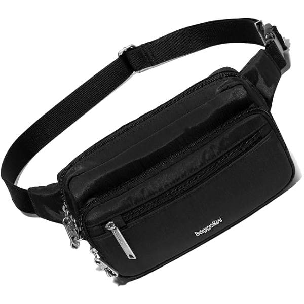 Baggallini Securtex Anti-Theft Belt Bag Sling Charcoal