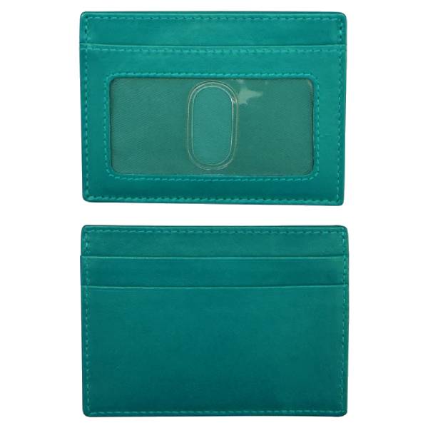 Ili New York Leather Credit Card and ID Holder Aqua