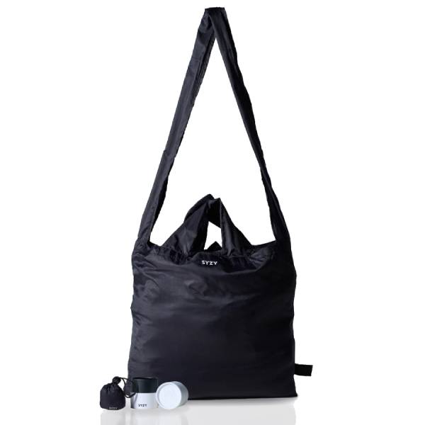 SYZY Compact Packable Crossbody Tote Bag Black