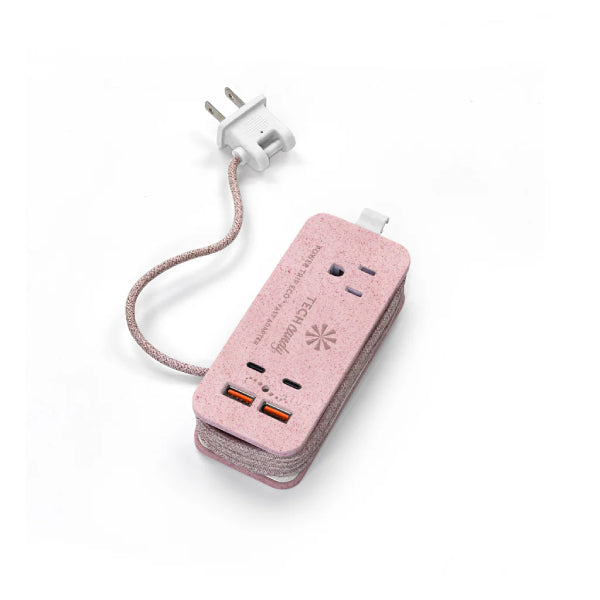 Tech Candy Power Trip Outlet + USB/USB-C Travel Charging Station Pink