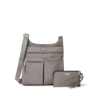 Baggalini On Track Zip Crossbody Sterling Shimmer