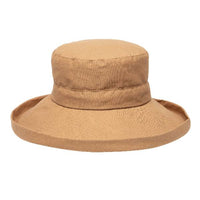 San Diego Hat Women's Linen Kettle Brim With Adjustable Rope Closure Tan